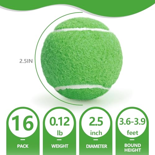 PoyPet 16-Pack Tennis Balls Bulk for Practice,Training and Beginners | Ideal for Dog Fetch,Chew and Play - color: Green