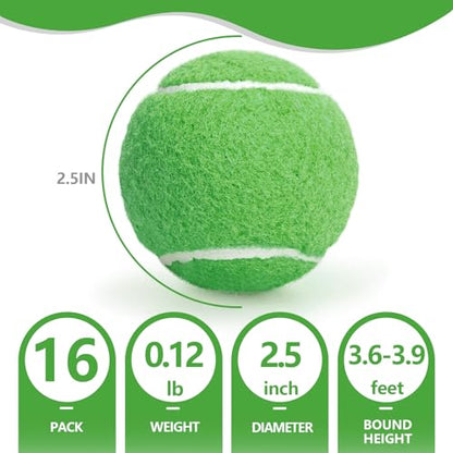 PoyPet 16-Pack Tennis Balls Bulk for Practice,Training and Beginners | Ideal for Dog Fetch,Chew and Play - color: Green