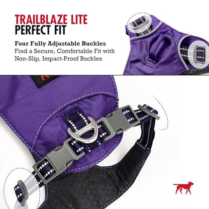 Tuff Pupper All-Day Wear Dog Harness | for Walking, Trail Running, Hiking | Front & Back Leash Clips | Reflective Trim | Easy On/Off Buckles | Lightweight Breathable | No Pull Design (Small, Purple) - color: Deep Purple, size: Small