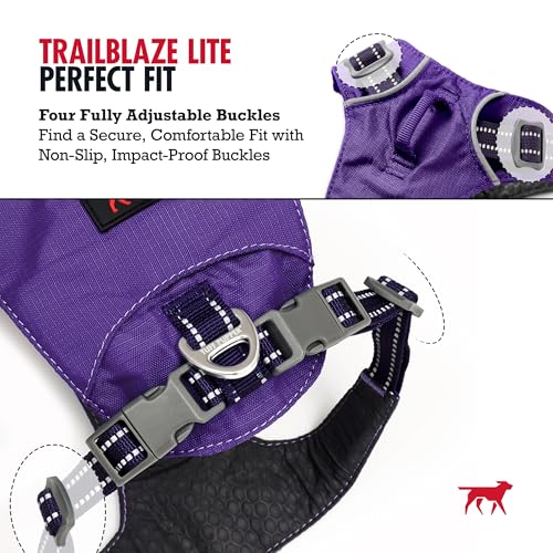 Tuff Pupper All-Day Wear Dog Harness | for Walking, Trail Running, Hiking | Front & Back Leash Clips | Reflective Trim | Easy On/Off Buckles | Lightweight Breathable | No Pull Design (XXS, Purple) - color: Deep Purple, size: XX-Small