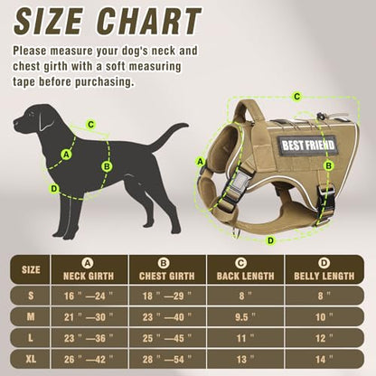 Tactical Dog Harness Medium Sized Dog,No Pull Military Dog Vest with Handle,Reflective Heavy Duty Pet Harness for Walking Hiking Training Brown M - color: Brown, size: Medium