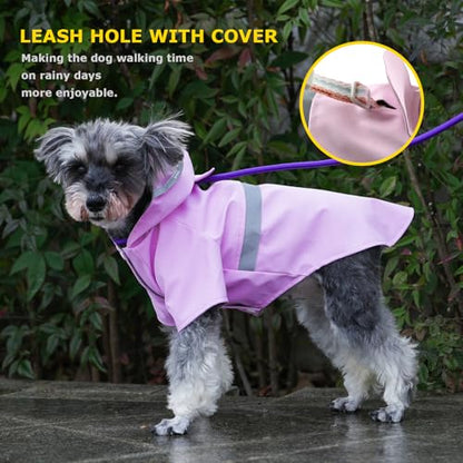 Dog Raincoat, Dog Rain,Water and Snow Proof Jacket with Hood, Leash Hole and Reflective Strap, Lightweight Puppy Clothes, Stylish Streetwear Outfit for Small Medium Dogs (Pink,XL) - color: Pink, size: X-Large