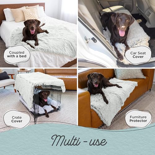 Best Friends by Sheri Calming Shag Dog Blanket – Ultra Soft Faux Fur Pet Throw, Anxiety-Relief, Lightweight Warm Bed Cover for Dogs and Cats, Machine Washable, Frost Gray, 40" x 50" - color: Frost, size: 40" x 50"
