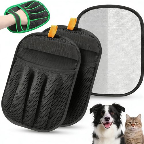 2pcs 2026 Upgraded Five-Finger Electrostatic Pet Hair Removal Gloves for Cats & Dogs, Reusable Pet Hair Remover for Laundry, Couch, Carpet, Car Seat, Furniture - Grooming & Cleaning Glove Set