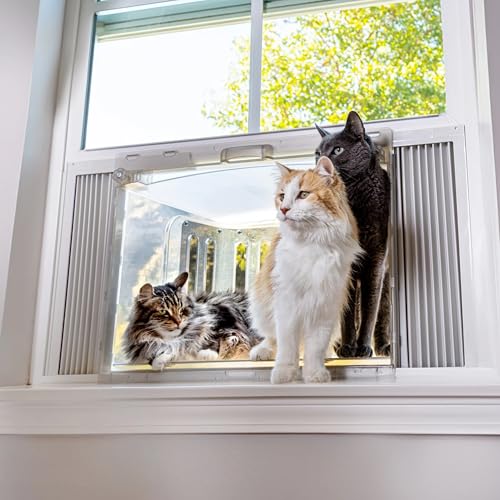 VistaCatio Window Catio - Fits 26-32" Vertical Windows, Deluxe Catio Window Box for Indoor Cats, Max Enrichment and Freedom, Fresh Outdoor Air, Portable Easy Install, 2-Year Protection, Made in USA