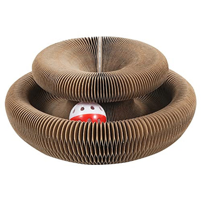 SENCONE Organlada Cat Scratcher Cardboard with Bell-Ball, Foldable Slinky Cat Scratch Pad, A Magic Organ Cat Butler Toy for Cat Scratching, 1pcs