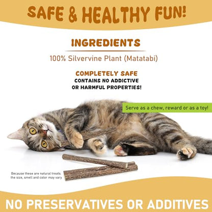 WoLover Silvervine Sticks for Cats, Natural Catnip Matatabi Chew Sticks Teeth Molar Chew Toys for Cat Kitten Kitty (25 PCS) - size: 25 Count (Pack of 1)
