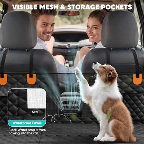 Dog Car Seat Cover for Back Seat with Hard Bottom, Ultra Thick Hard Bottom Waterproof Back Seat Extender for Dogs,Dog Hammock Dogs Bed for Cars, SUVs,Pet Seat Cover for Back Seat Holds 400lbs