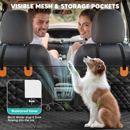 Dog Car Seat Cover for Back Seat with Hard Bottom, Ultra Thick Hard Bottom Waterproof Back Seat Extender for Dogs,Dog Hammock Dogs Bed for Cars, SUVs,Pet Seat Cover for Back Seat Holds 400lbs