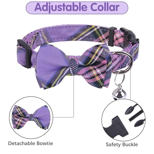 BINGPET Dog Harness Collar Leash Set,Adjustable No Pull Escape Proof Small Dog Harness,Classic Plaid Puppy Harness and Leash Set for Small Medium Large Dogs Training Easy Walk Running(Purple,M) - color: Purple Plaid, size: M(Chest Girth:17.3''-23.38'')