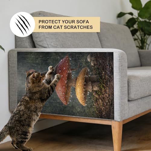 Cat Scratching Mat 15.3x23.6 Inches Polyester Synthetic Fiber, Mouse on Mushrooms in Rain Print, wall cat Scratcher, Scratch pad, Home Decor, Patio, Sunroom (2pcs) - color: TT21439-2pcs