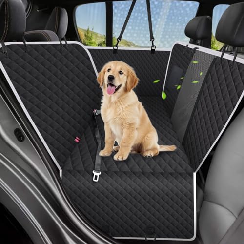 Meolsaek Dog Car Seat Cover for Back Seat, Non-Slip Backseat Cover for Dogs in Car, with Mesh Window Scratch Proof Waterproof Back Seat Protector for Trucks SUVs Most Cars (Black) - color: Black
