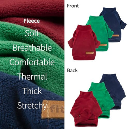 Fitwarm 3 Pack Classic Fleece Dog Sweater, Christmas Dog Winter Clothes for Small Dogs Boy Girl, Holiday Pet Apparel, Burgundy Red, Green, Navy Blue, XS - color: Red Green Navy Blue, size: X-Small