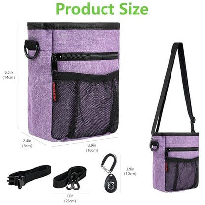 kissleaf Dog Treat Pouches for Pet Training with Magnetic Closure Treat Pouches for Pet Training,Large Dog Treat Training Pouch and Dog Clicker,Training Treat Pouch Built-In Poop Bag Dispenser-Purple. - color: Purple