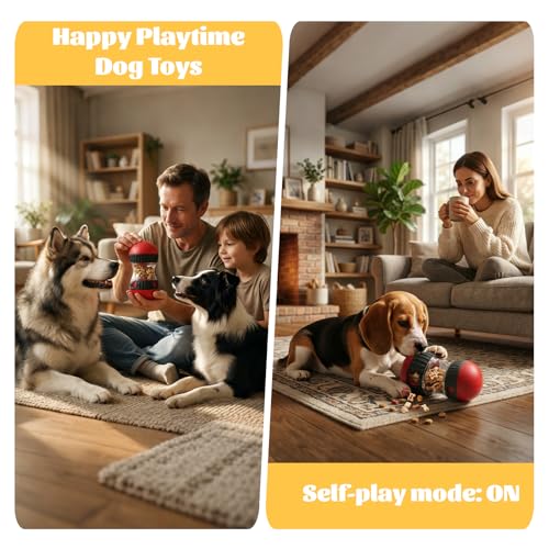 Interactive Dog Puzzle Toy - Adjustable Treat Dispensing Food Dispenser Slow Feeder Dog Treat Ball, Dog Enrichment Toys to Keep Them Busy for Small Medium Large Dogs
