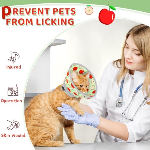 Cat Cone Collar Soft to Stop Licking, Adjustable, Foldable Lightweight Kitten Cones After Surgery Recovery for Cats & Kittens, Cat Cone Alternative, Easy Eating (AppleRed, S) - color: AppleRed, size: S