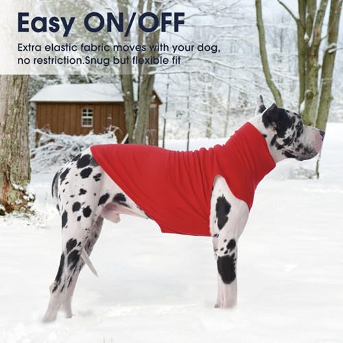 IECOii Dog Fleece Vest Sweater - Stretch Warm Pullover with Turtleneck,Red,Large, Easy On/Off Winter Dog Sweater for Medium Large Dogs Girl Boy, Winter Fall Jumpsuit with High Neck - color: Red, size: Large