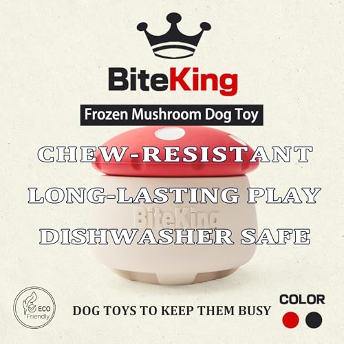 Natural Rubber Long Lasting Interactive Dog Toys to Keep Them Busy, Freeze Enrichment Toys for Medium and Large Dogs - Lifetime Replacement - Frozen Puzzle Treat Dispensing Dog Toys - color: Frozen Mushroom Dog Toy