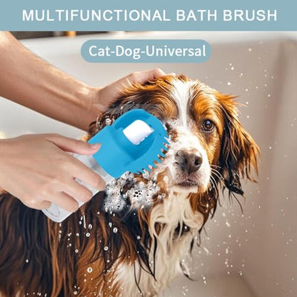 (6 Pcs) ELEGX Pet Grooming Bath Massage Brush with Soap and Shampoo Dispenser Soft Silicone Bristle for Long Short Haired Dogs Cats Shower (Deep blue kit) - color: Deep blue kit