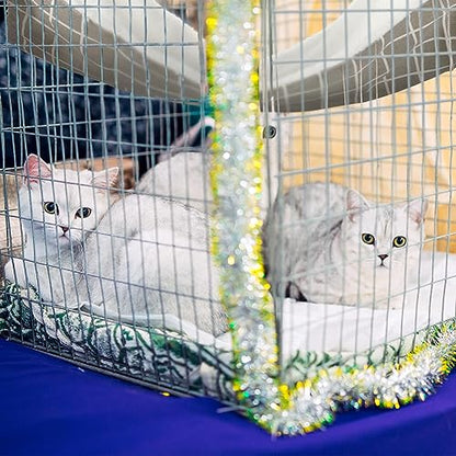 Jetec 2 Pack Cat Hammock for Cage, Catio Accessories Reversible Soft Cats Bed with Adjustable Straps and Hooks Double-Sided Linen and Fleece Hanging Hammock for Cats, Kitten(Geometry Pattern,L) - size: L