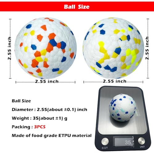 3Pack Dog Ball Toys Indestructible Dog Ball Float On Water Fetch Bouncy Durable Solid Rubber Ball for Puppy Small and Medium Dogs Playing Toys (3Pcs-2.55'') - color: A.Orange+Blue+Green