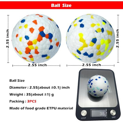 3Pack Dog Ball Toys Indestructible Dog Ball Float On Water Fetch Bouncy Durable Solid Rubber Ball for Puppy Small and Medium Dogs Playing Toys (3Pcs-2.55'') - color: A.Orange+Blue+Green