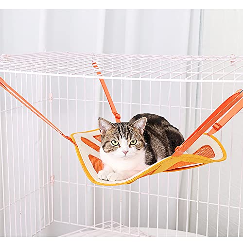 Orange Shape Design Pet Hammock, Hanging Adjustable Small Pet Hammock for Puppy, Cat, Rats, Ferret, Bunny, Hammock Bed with 4 Metal Hooks Suitable for Cage/Chair/Car/Outdoor