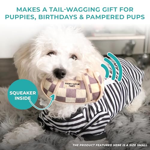 Haute Diggity Dog Chewy Vuiton Handbag Plush Squeaky Dog Toy, Soft Durable Designer-Inspired Stuffed Puppy Chew Toys for Small & Medium Dogs, Machine-Washable (Tan Checker) Small - color: Brown Handbag, size: Small