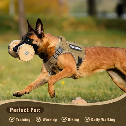 Tactical Dog Harness Medium Sized Dog,No Pull Military Dog Vest with Handle,Reflective Heavy Duty Pet Harness for Walking Hiking Training Brown M - color: Brown, size: Medium