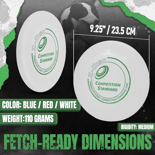 Hyperflite Z-Disc Competition Standard Dog Disc for Dogs (9.25″) | Discs Toys for Outdoor | X-Flash Ultra-Long Flights | Made in The USA | Champions Standard Plastic | 110 Grams | White