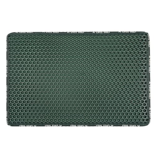 Cat Litter Mat Cat Litter Trapping Mat, Non-Slip Honeycomb Double Layer Design, Urine and Water Proof Material, Scatter Control, Less Waste, Easier to Clean Washable Cat Box Mat, Green - color: Green