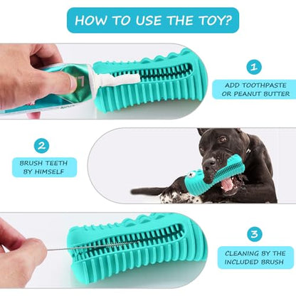 Cutiful Dog Toys for Aggressive Chewers Large Medium Breed, Indestructible Dog Chew Toys, Squeaky Interactive Tough Extremely Durable, Dogs Toothbrush Toys to Keep Them Busy - color: blue