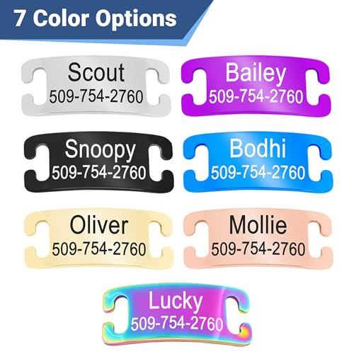 GoTags Slide-On Pet ID Tags, Personalized Dog and Cat Collar Tags, Silent, No Noise Tags Made of Stainless Steel, Custom Engraved