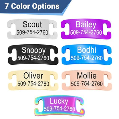 GoTags Slide-On Pet ID Tags, Personalized Dog and Cat Collar Tags, Silent, No Noise Tags Made of Stainless Steel, Custom Engraved