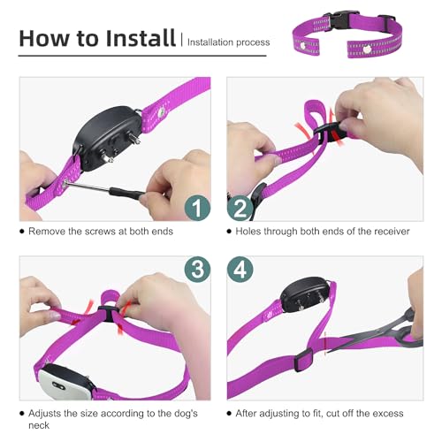 Collar Replacement Strap, Reflective Replacement Nylon Collar Strap Dog GPS Training Bark Receiver Collars, Durable Adjustable E Collar Straps for Small Medium Large Dogs, Purple - color: Purple