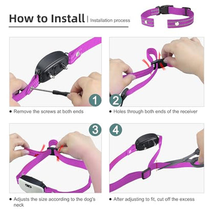 Collar Replacement Strap, Reflective Replacement Nylon Collar Strap Dog GPS Training Bark Receiver Collars, Durable Adjustable E Collar Straps for Small Medium Large Dogs, Purple - color: Purple