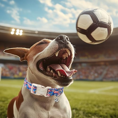 American Soccer Dog Collar Blue Patriotic Dog Collars for Puppy Small Dogs - Lightweight Adjustable 4th of July Puppy Collars Summer Stars & Stripes Male Female Dogs Collar XS - color: USA Soccer, size: XS