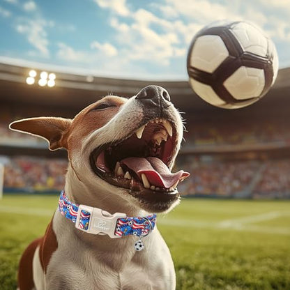 American Soccer Dog Collar Blue Patriotic Dog Collars for Puppy Small Dogs - Lightweight Adjustable 4th of July Puppy Collars Summer Stars & Stripes Male Female Dogs Collar XS - color: USA Soccer, size: XS