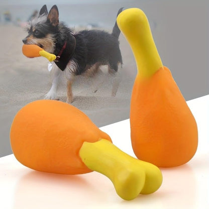 1 Pack Squeaky Chew Toy for Dogs Interactive Silicone Chicken Leg with Bite Force Resistance Durable Puppy Teething Toy (Orange) - color: B