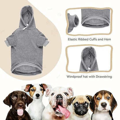 Dog Sweaters for Medium Dogs,Dog Hoodie Sweater Solid Soft Brushed Fleece Pet Clothes Pet Hoodie Sweatshirt with Pocket(Grey-M) - color: Grey, size: Medium