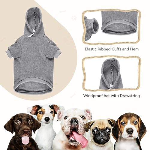 Dog Hoodie Dog Sweaters for Large Dogs Pet Sweater Solid Soft Brushed Fleece Pet Clothes Hoodie Sweatshirt with Pocket(Grey-L) - color: Grey, size: Large