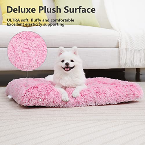 Vonabem Medium Dog Bed Crate Pad 30 inch,Washable Pink Plush Soft Puppy Beds Cute,Pet Mats for Sleeping - color: Pink, size: 30.0"L x 20.0"W x 2.0"Th