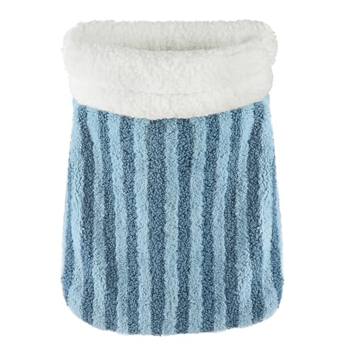 Cat Sleeping Bag Tunnel 360° Wrap Pet House Bed Warm Winter Sleeping Cuddler Cushion Hideaway Cave Plush Portable Soft Washable Room for Small Kitten Puppy Animals - color: Blue