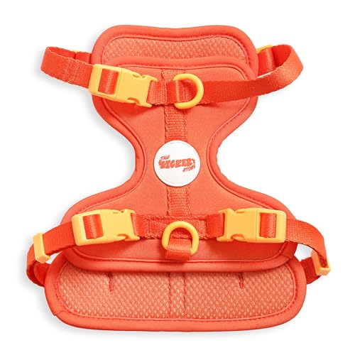 HNS1001A Arlo Small Adjustable Soft Padded No Pull Pet Harness with 3 Buckles and 3 Leash Clips, Aperol - color: Dark Orange, size: Small (Chest: 14 - 22")