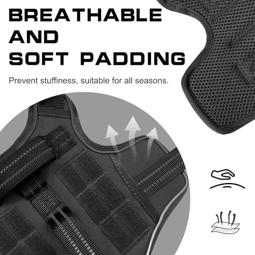 Small Dog Harness, Heavy Duty Tactical No Pull Dog Harness, No Choke, Easy On and Off Pet Vest with Molle System, Adjustable Reflective Dog Vest with Breathable Padded for Walking Hiking Training - color: Black, size: S(Neck:16-22",Chest:20-28"),18-35 lbs