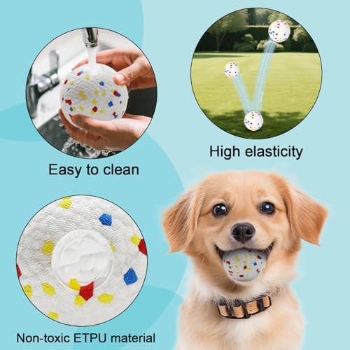 6 Pack Dog Balls, Specially Designed for Dogs that Like to chew, 2.2inch Stain-Resistant/Easy-Clean White Balls, Perfect for 2.2 Inch Automatic Dog Ball Launcher (ETPU Material) - color: white