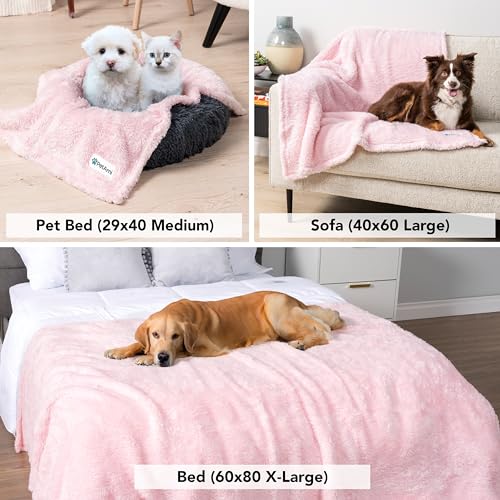 PETAMI Fluffy Fleece CAT and Dog Throw Blanket, Pink, Medium - color: Pink, size: Medium (29x40)