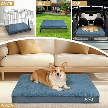 XLarge Dog Crate Bed Mats Orthopedic Dog Bed, Egg Crate Foam Dog Mat with Removable Cover, a Squeaker Toy as Gift - size: XLarge-44"x32"x3"