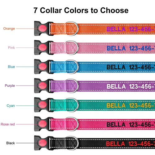 Personalized Dog Collar - Reflective Custom Embroidered with Pet Name and Phone Number for Boy and Girl Dogs, 4 Adjustable Sizes, XSmall,Small, Medium and Large - color: Buckle Lock