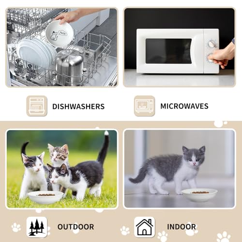HAPPY KIT 2pcs Little Cat Bowls,5Inch Cat Food Bowl for Indoor Cats,Cute Kittens Plate/Dish/Dishes Set with Non-Slip Relief of Whisker Fatigue for Kitten - Microwave and Dishwasher Safe - color: Kitten pattern